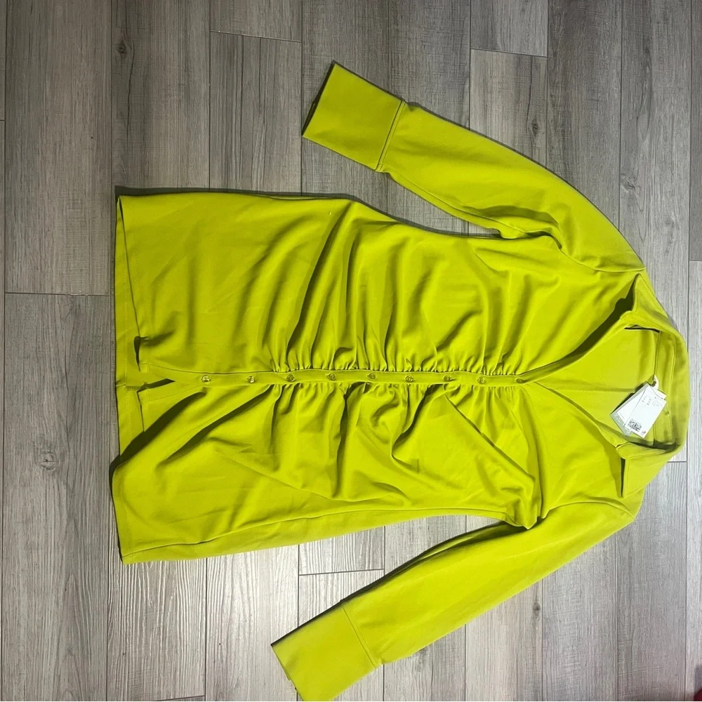 HM New Green Button Front Draped Dress XL Chic Collared Shirt Dress Cocktail